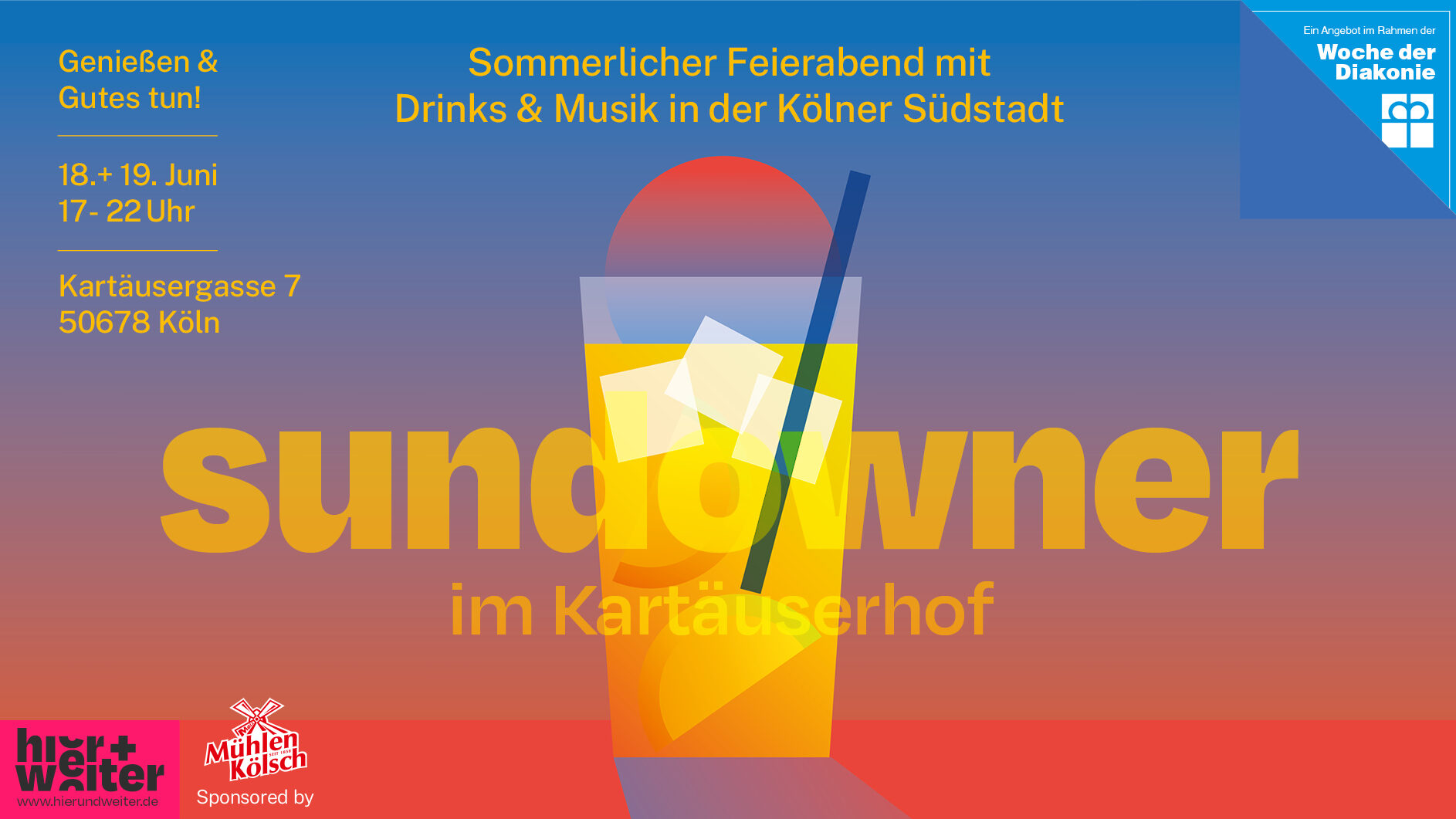 Mehr über den Artikel erfahren Woche der Diakonie: Sundowner im Kartäuserhof – Genießen und Gutes tun